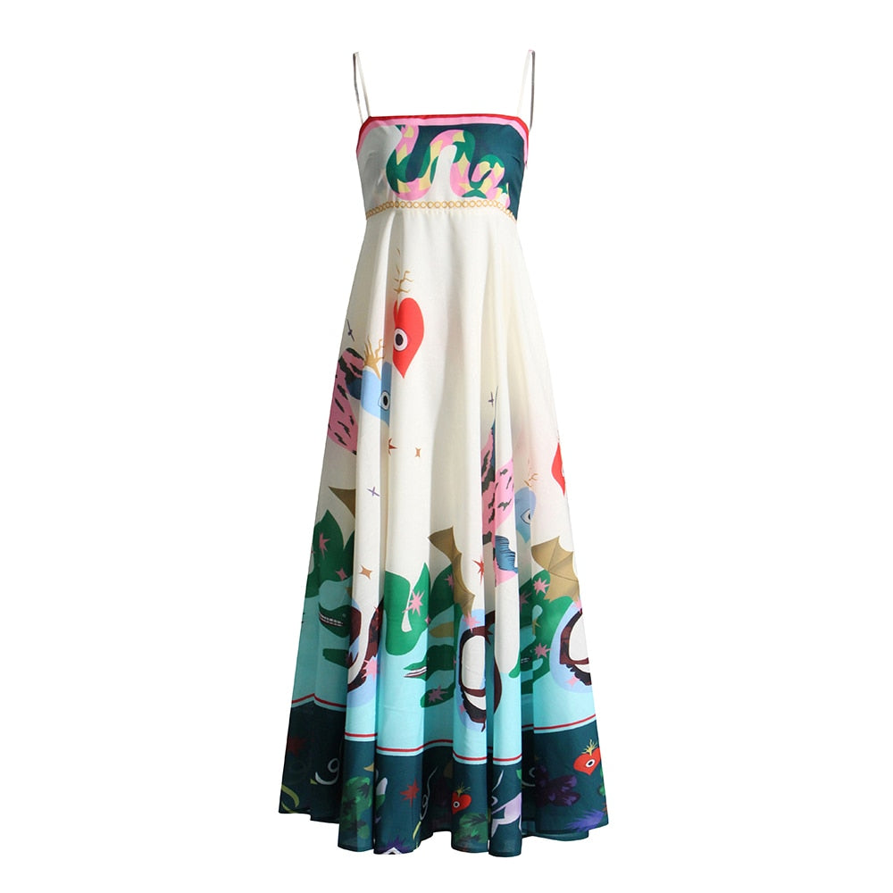 Printed Strapless Midi Dress